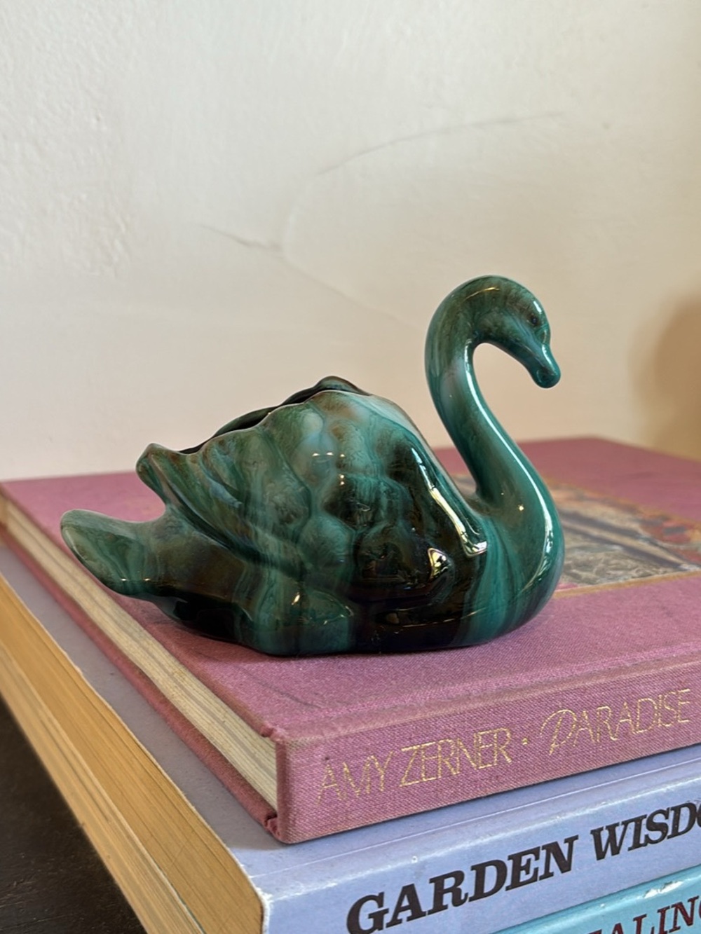 vintage blue mountain pottery swan